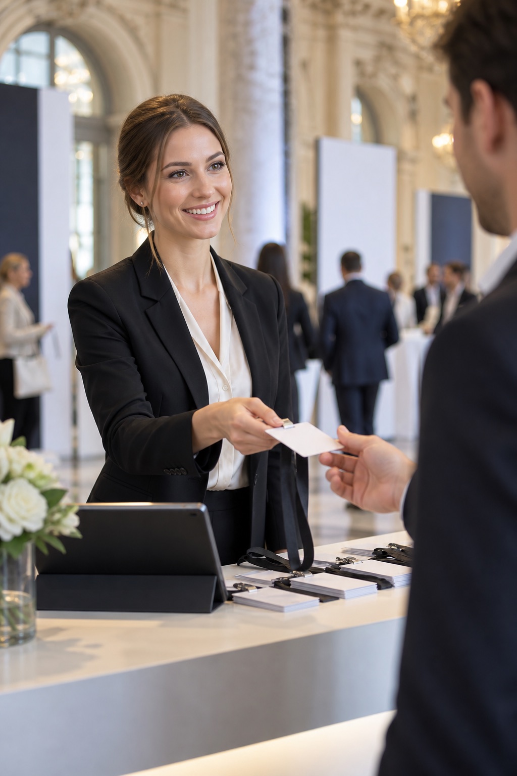 Empfang und Akkreditierung bei einem Event